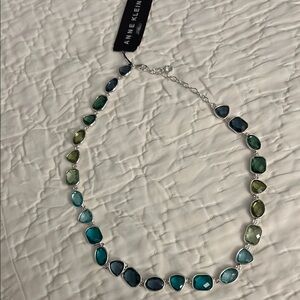 Anne Klein Blue and Green Gemstone Necklace